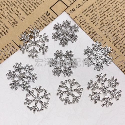 christmas decoration high-end fashion christmas alloy rhinestone diy ornament accessories snowflake clothing button self-adhesive semi-finished products