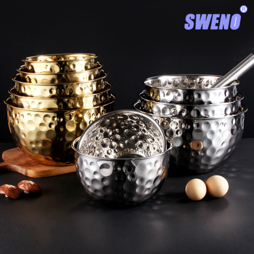 不锈钢锤点沙拉碗打蛋盆搅拌碗水果碗创意个性酒店摆件果盘酒吧KT