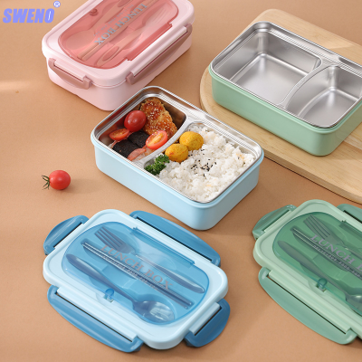 Factory Wholesale 304 Stainless Steel Divided Lunch Box Office Worker Student Children Leak-Proof Lunch Box Lunch Box Lunch Box