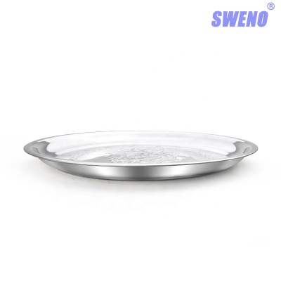 Stainless Steel Grape Plate Hotel Multi-Purpose Multi-Functional Fruit Plate round Tray 28-50cm Large Disc