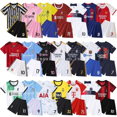 2023-24 Juve Manchester United Large, Medium and Small Children's Football Uniforms Messi Cristiano Ronaldo Suit Boys and Girls Children's Clothing Baby Customization