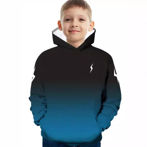 儿童装男童卫衣男孩秋季上衣新款 渐变拼色中大童连帽卫衣