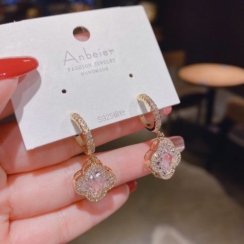 korean-style exquisite flower earrings korean-style elegant zircon earrings factory direct wholesale