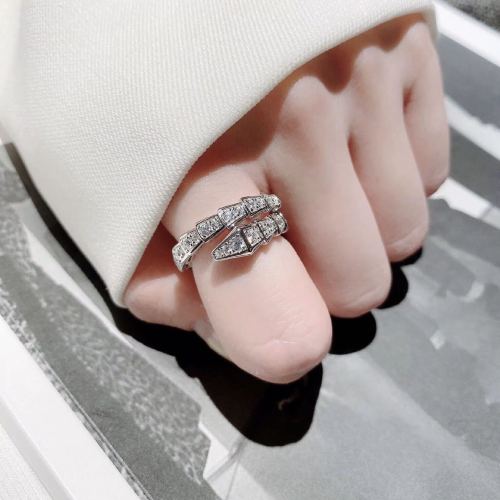 snake bone ring online celebrity seiko shiny diamond-embedded high-end fashion light luxury exquisite snake-shaped open index finger ring