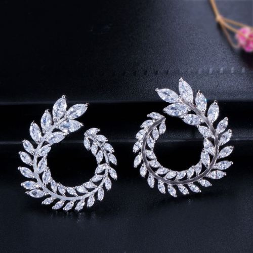 AliExpress Hot Sale Korean Fashion Zircon Stud Earrings Bridal Jewelry Wheat Ear Full Temperament Earrings Female Stud Earrings