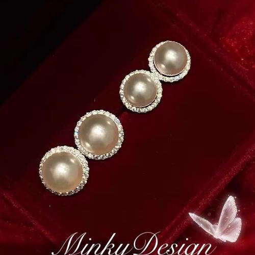 simple all-match pearl zircon stud earrings 925 silver needle special-interest design high-grade earrings for women