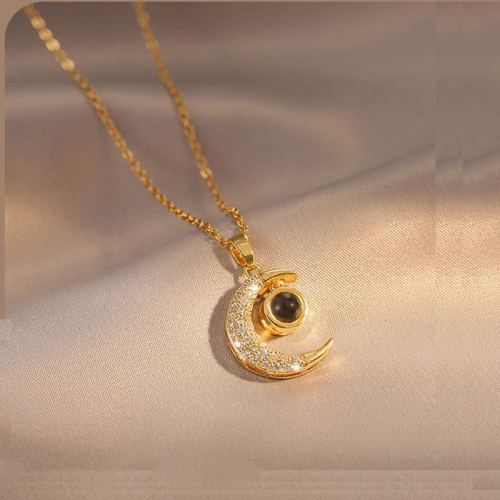 projection 100 languages necklace female moon represents my heart pendant clavicle chain factory direct sales wholesale