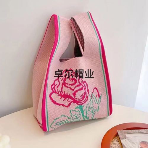 fashion knitted bag large capacity girls‘ advanced bucket bag japanese and korean students versatile