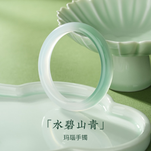 chalcedony bracelet banshan semi-water factory in stock natural agate high-grade jade jingle high quality ice jadeite jade female gift bracelet