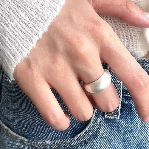 matte silver brushed ring female simple cold style light luxury high sense index finger ring special-interest design exaggerated ring