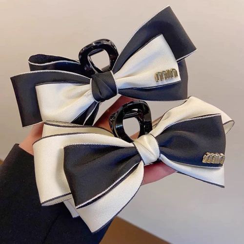 elegant western style double-sided big bow hairpin girl on the run princess shark grip large high-grade top clip