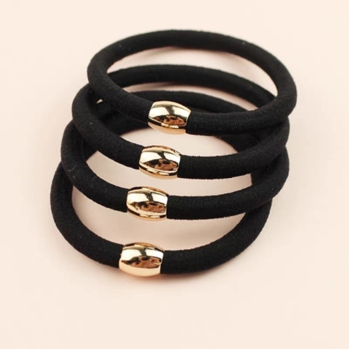 hair band rubber band women‘s hair tie high elastic durable black 2023 new leather cover hair rope summer thick