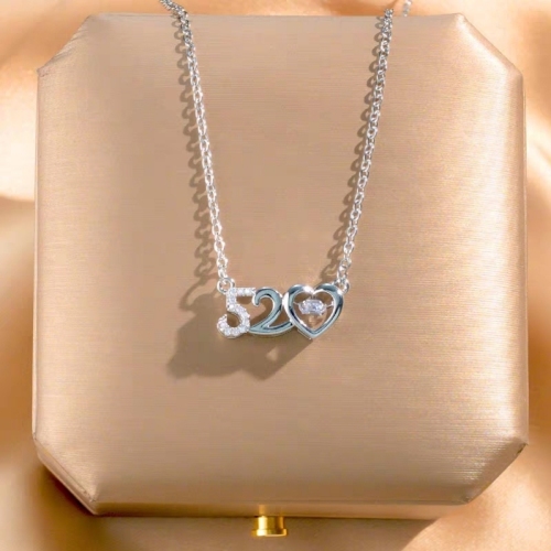 romantic valentine‘s day 520 pendant necklace women‘s fashion new titanium steel clavicle chain simple light luxury jewelry