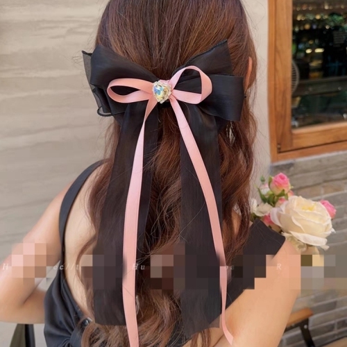 Classic ~ Ribbon Bowknot Hair Accessories Internet Celebrity Elegant Hair Clip Women‘s Back Headwear Spring Clip Hairpin