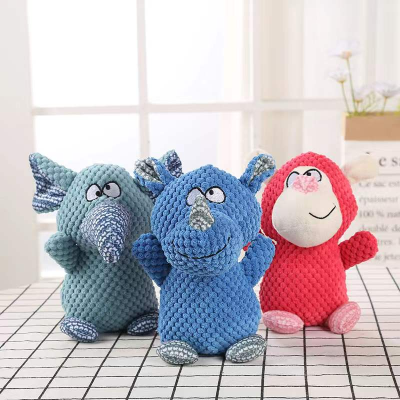 Factory in Stock New Pet Plush Toy Dog Sound Training Molar Teeth Cleaning Rhinoceros Bite-Resistant Toys