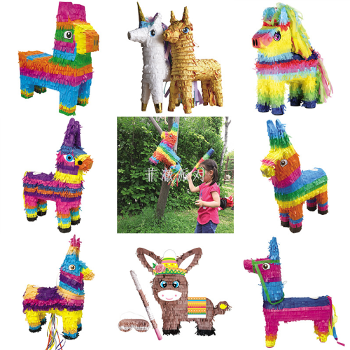 pinata donkey paper toys colorful horse party smashing sugar game scene setting props decoration little donkey
