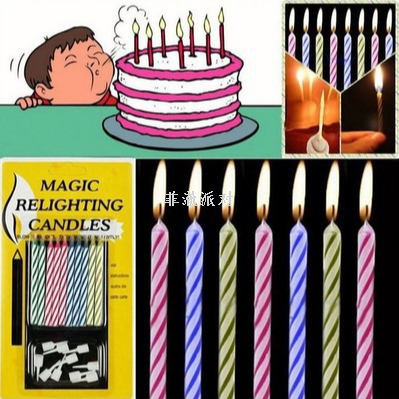 factory wholesale small candle strange birthday magic candle thread portable blow-out spoof paraffin cake candle