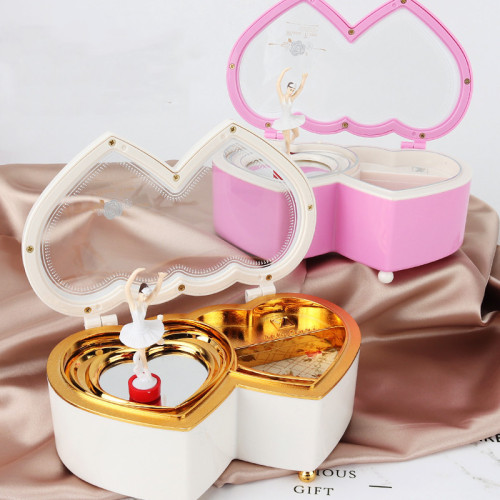 creative heart dancing girl music box jewelry storage music box for girls gift for girlfriend bedroom decorations