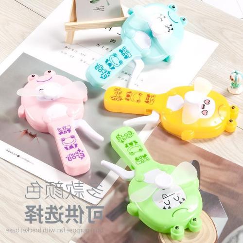 children‘s handheld fan student gift office travel cartoon cute frog portable mini hand pressure fan