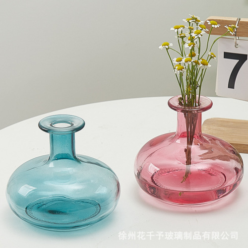 批发网红法式复古迷你小口玻璃花瓶ins 透明水培插花桌面装饰摆件