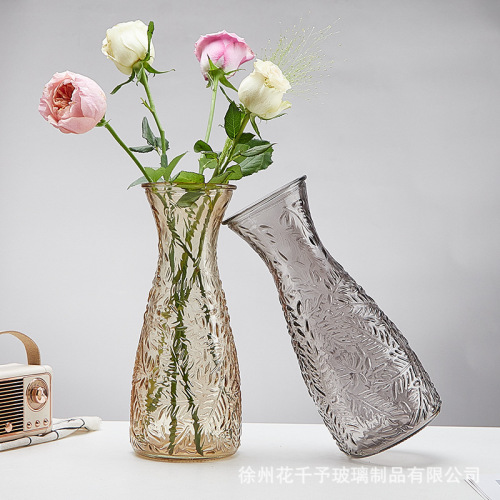 批发创意简约彩色透明小清新玻璃花瓶水培植物富贵竹插花客厅摆件