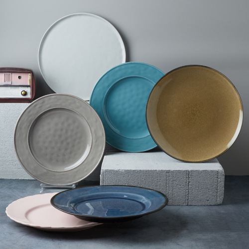 漂亮10寸创意陶瓷大盘子家用盘子菜盘水果盘意面盘牛排西餐盘