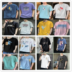 23 남성의 새로운 트렌디 한면 짧은 -Sleeved t -shirts 사계절 의류 외국 무역 공장 저축 의류 직접 판매 도매
