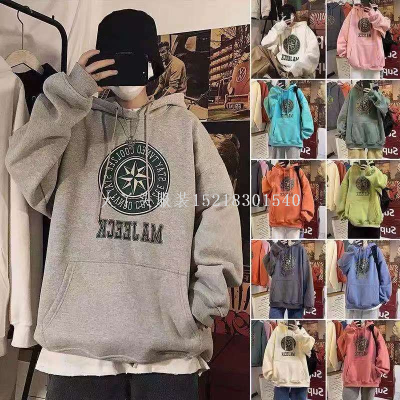 New Autumn and Winter Fleece plus Size Men's Hooded Long Sleeve Sweater Fashion Brand Men's Live Clothing Factory Direct Supply