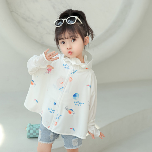 summer cartoon children‘s ice silk sun protection clothing uv-proof breathable baby sun-protective clothing cute girl‘s thin coat