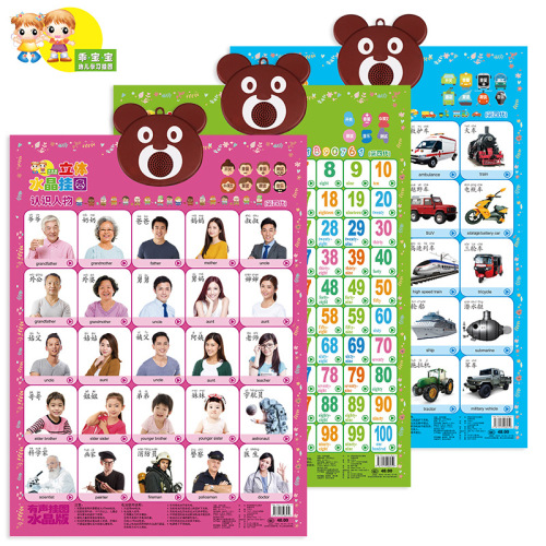 kl infant crystal three-dimensional learning pronunciation audio wall chart painting pinyin literacy addition， subtraction， multiplication and division manufacturer