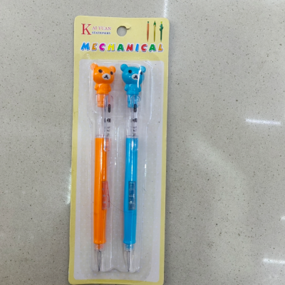 2 PCs Cartoon Bear Propelling Pencil Push-Type Propelling Pencil Suction Card Stationery Set