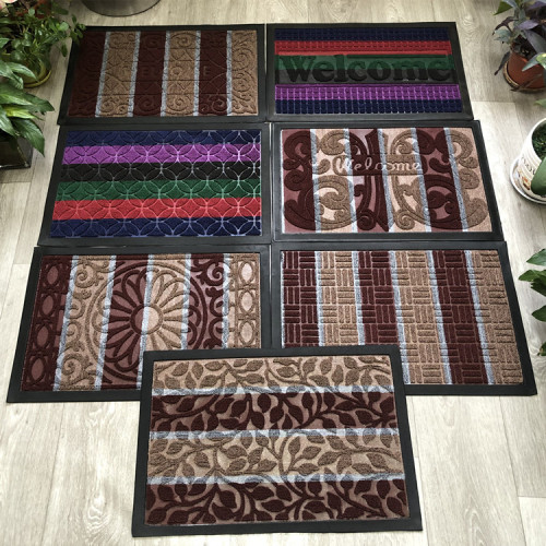 《工厂直销》圈绒地垫进门蹭土除尘门垫丙纶压花耐磨橡胶地毯外贸