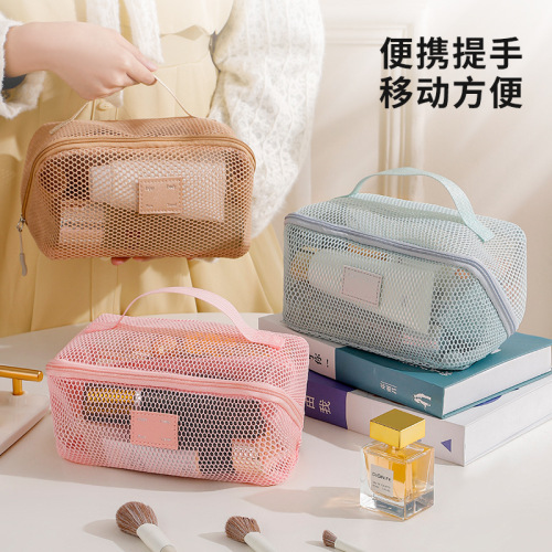 跨境新品网纱化妆包大容量高级感手提多功能分区旅行洗漱收纳包女