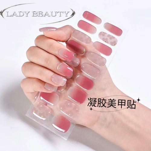 uv light semi-baked nail sticker foreign trade wholesale custom solid color gel nail sticker japanese cross-border