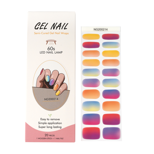 korean gel nail sticker semi-baked nail stickers paper semi-baked uv light gel nail stickers semi-cured