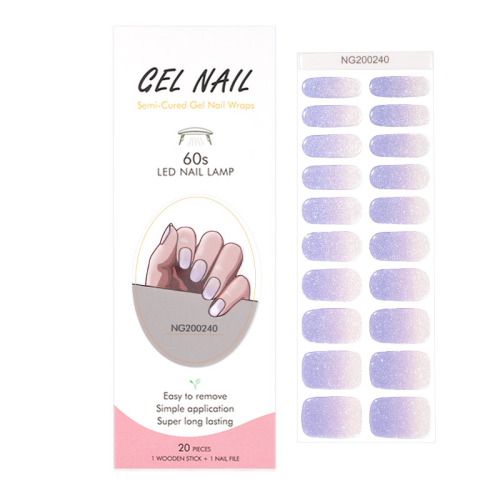 spot gel light nail stickers 20 gel nail polish uv nail sticker full paste gel semi baked nail stickers wholesale