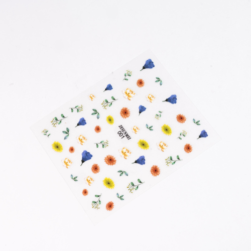 仿手绘彩色花朵美甲贴纸2024年新款小碎花雏菊指甲贴花