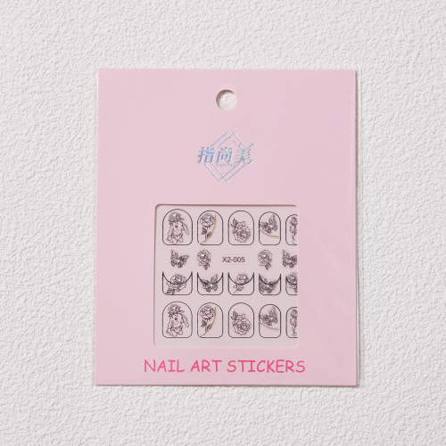 美甲浮雕玫瑰花烫金银贴纸立体5d穿戴甲专用背胶指甲装饰贴花