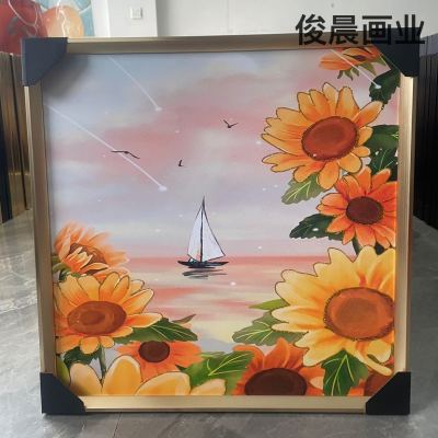 Frosted Painting Frosted Flash Point Gilding Line Decorative Painting Nordic Fresh Flowers Leaves Craft Frame Mural