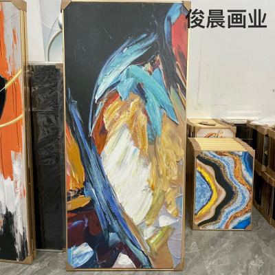 Canvas Hand-Added Oil Painting Entrance Painting Mural Crafts Nordic Abstract Corridor Aisle Craft Frame