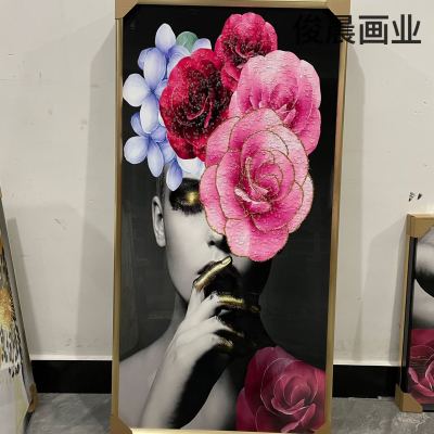 Corridor Aisle Entrance Wall Painting Crystal Porcelain Decorative Painting Nordic Light Luxury Beauty Abstract Animal Crafts Living Room Photo Frame