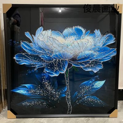 Crystal Porcelain Painting Crystal Porcelain Bright Crystal Gilding Line Painting Nordic Light Luxury Landscape Flower Decorative Painting Mural Photo Frame Crafts