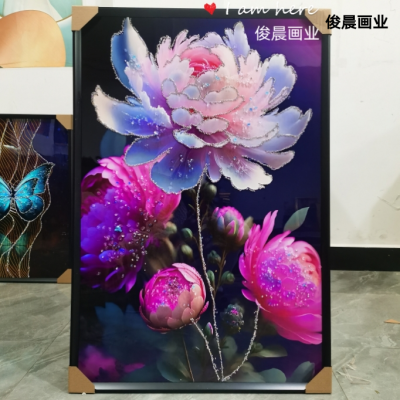 New Flower Leaves Crystal Porcelain Painting Decorative Calligraphy and Painting Modern Home Craft Frame Hallway Abstract Mural Living Room