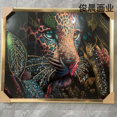 Crystal Porcelain Painting New Animal Abstract Landscape Flower Crystal Porcelain Crystal Porcelain Diamond Plus Gilding Lines Decorative Painting Light Luxury Photo Frame