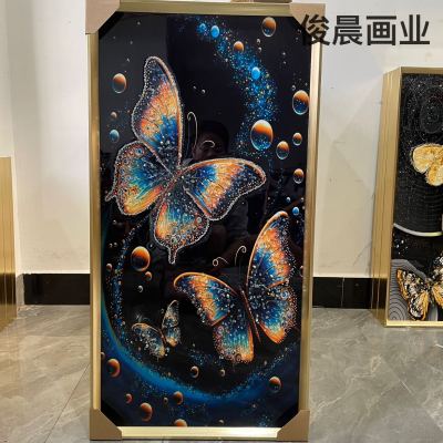 Nordic Butterfly Crystal Porcelain Painting Diamond Line Decorative Painting Living Room Bedroom Study Kitchen Bathroom Mural Crafts