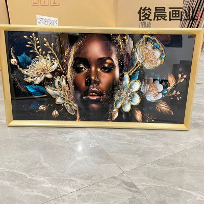 African Black Black Beauty Crystal Porcelain Painting Horizontal Decorative Painting Modern Light Luxury Style Photo Frame Mural Crafts Ornaments