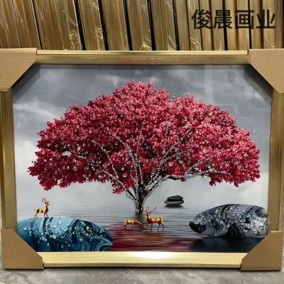 Crystal Porcelain Photo Frame Mural Diamond Line Decorative Painting Living Room Flower Feather Abstract Series Crafts Mini Ornaments