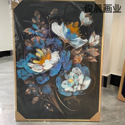 Hand-Added Oil Painting Nordic Style Abstract Animal Light Luxury Flower Living Room Decorative Painting Handmade Craft Frame