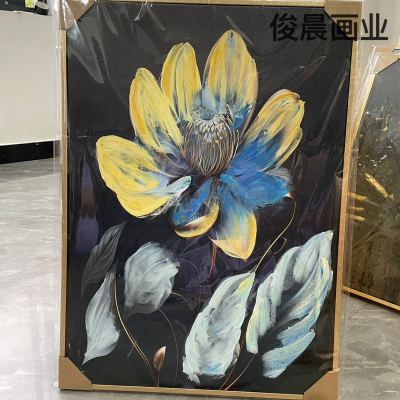 Oil Painting Canvas Crafts Hand-Added Oil Painting Nordic Flower Light Luxury Abstract Animal Decorative Painting Art Photo Frame