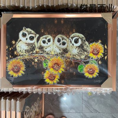 Korean Popular Style Fashion Decorative Painting Crystal Porcelain Diamond Line Crafts Owl Sunflower Animal Photo Frame
